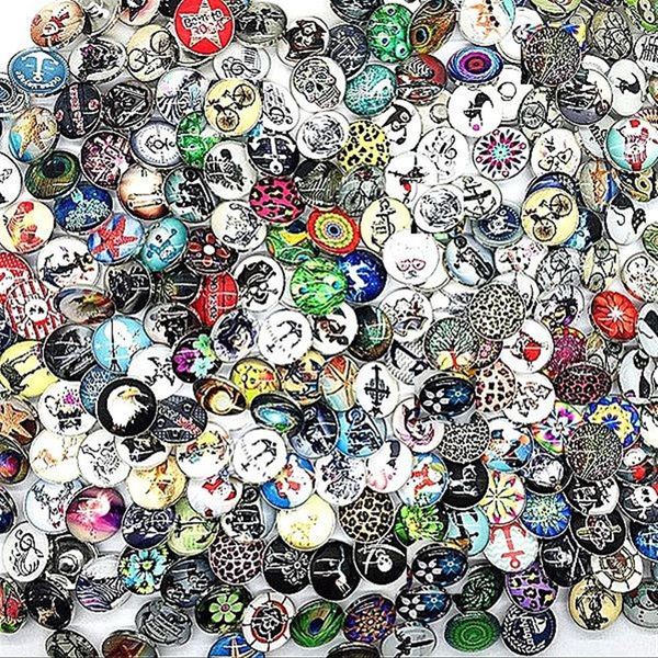 Ganze Schüttgüter Mix Styles Ingwer 18mm Glas Runde Schnappschmuck Chunk Chunk Chunk Charms Snaps Taste für Nosa Style225v