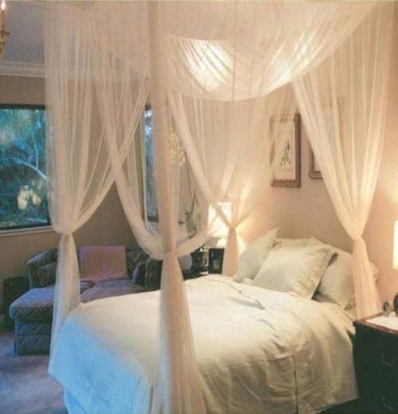 4 canto da cama de rede de rede de redes Mosquito Acessórios para roupas de cama quadradas 4 portas Mosquito líquido de verão têxtil 190x210x240cm Y209689041