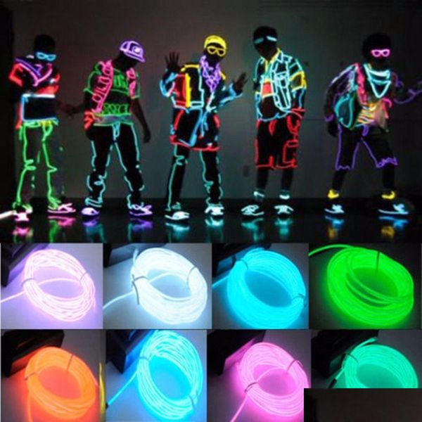 Parti Dekorasyon Glow El Wire Led Neon Noel Dance DIY Kostümler Kıyafet Aydınlık Araba Hafif Giysileri Top Rave 1m Damla Teslimat H DHBZT