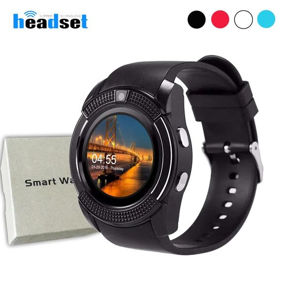 Armbänder V8 Smart Watch Support SIM TF -Karten -Slot -Armbänder Bluetooth Clock mit 0,3 m Kamera MTK6261D Smartwatch für iOS Android Phone WATC