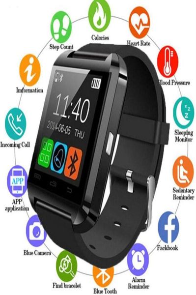 Nuovi eleganti orologi Smart Bluetooth U8 per iPhone iOS Android Orologi indossano un dispositivo indossabile Smartwatch PK Facile To Wear213W9394526