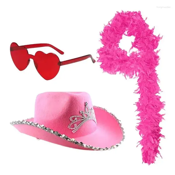 Borse da stoccaggio per cappello da cowboy rosa novità cowgirl preppy e occhiali da sole a forma di cuore abiti da festa per la pelle per gli ultimi rodeo