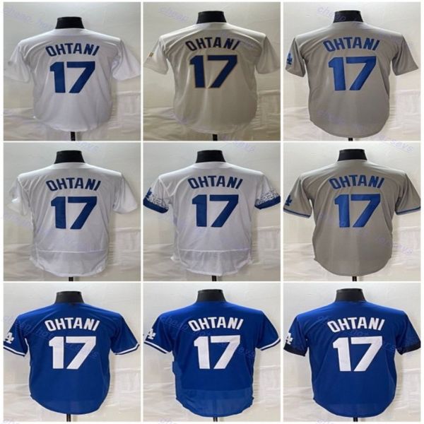 Мужские 17 Shohei Ohtani Dodgers Baseball Jersey City Blue White Grey трикотажные изделия сшиты