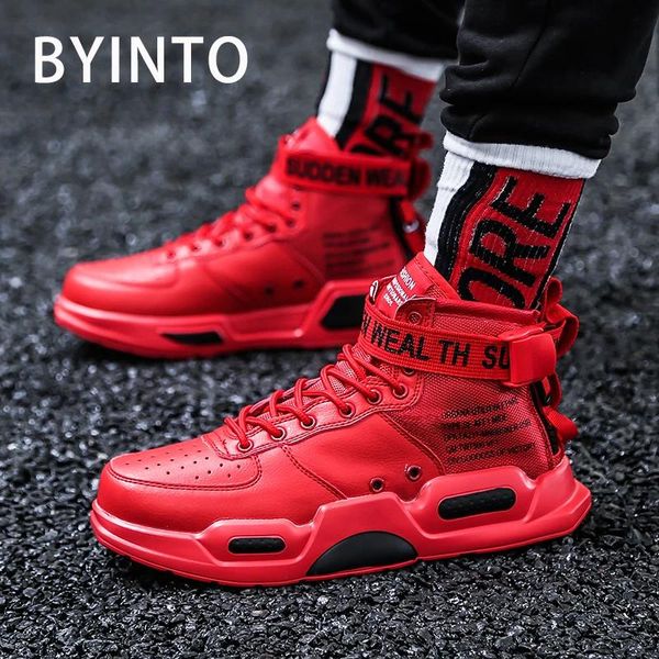 SCARPE 2021 High Top Men Donne Domenne Tennis Lace Up Sneakers rosso grosso ginnastica femmina White Sport Boot Tenis Masculino Femminino Femme