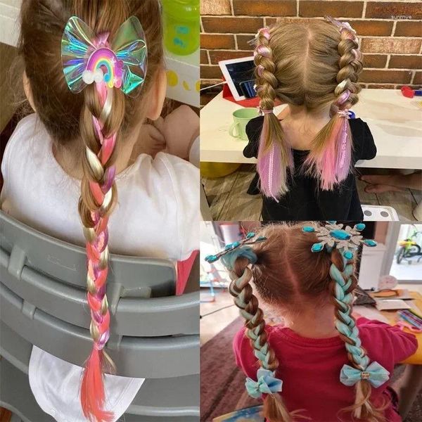 Аксессуары для волос девушки красочные скручивания парики эластичные кольца для хвостовых веревок для блеска блеска детской головной одежды