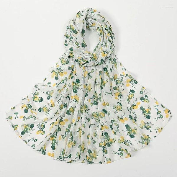 Lenços 2024 Moda da primavera Bolha floral chiffon Instant Hijab Hijab Shawl Séff de lenço muçulmano sólido Ramadã roubou 180 70cm