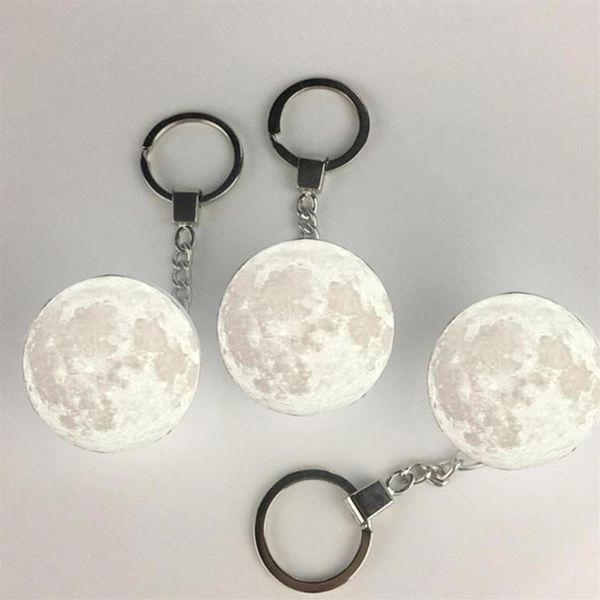 Nachtlichter tragbarer 3D -Planet Schlüsselrang Mondlicht Schlüsselketten Dekoration Lampe Glasballschlüsselkette für Kinder kreative Geschenke288f