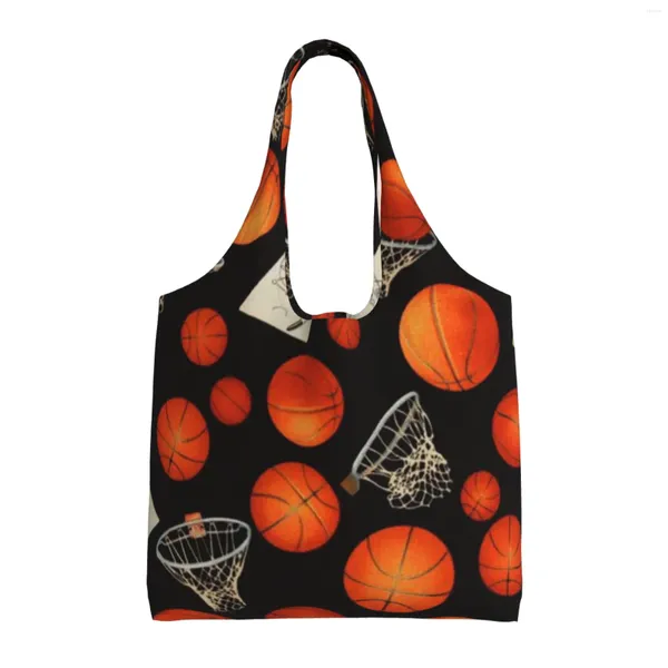 Einkaufstaschen Basketball und Hoops Frau Einkaufstasche wiederverwendbare Handtasche für Arbeitsreisen Business Beach School