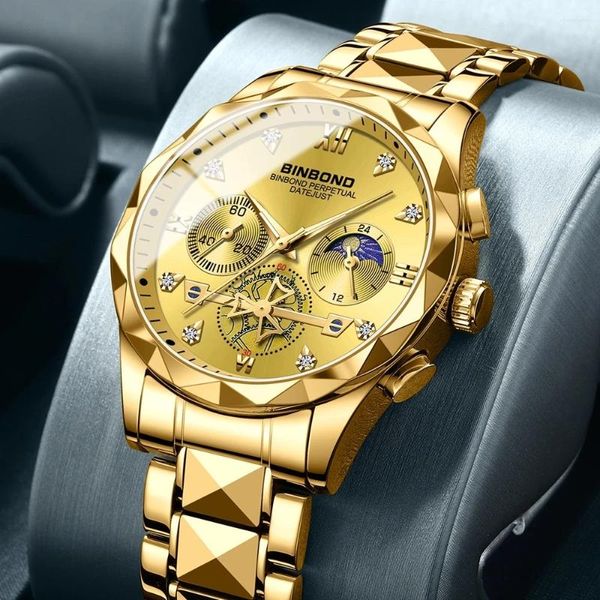 Avanadores de pulso Binbond B1236 Top Brand Homens de Relógios Masculinos Classic Diamond Scale Dial Watch Luist