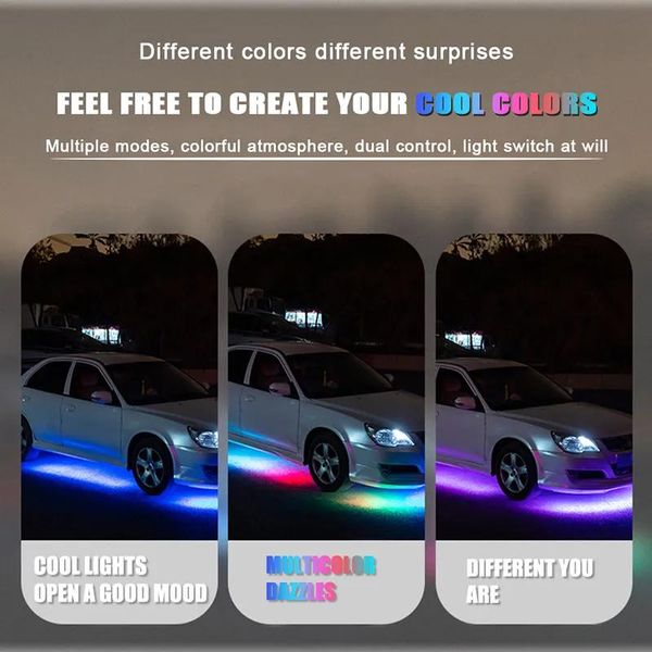 Аксессуары RGB светодиодная полоса Bluetooth управление приложением. Проточный цвет под автомобилем 90 см 120 см.