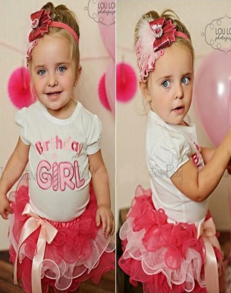 Baby Girls Birthday Party Layered Ribbon Bow Tutu Rock Outfits Kinder Mädchen Brief T -Shirt Anzüge Kuchen Set Kleidung 16y2402118