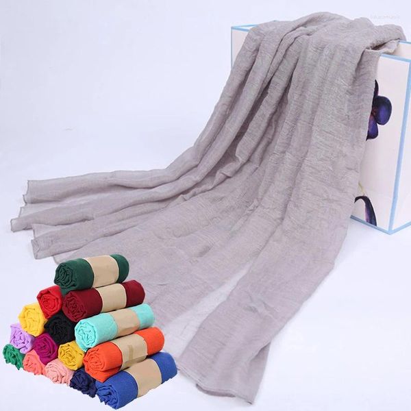 Шарфы 2023 Мода Женщины Женщины хлопковые шарф зимний лето мужские шали окутают мягкие женщины -мусульманские хиджаб Бандана подарок