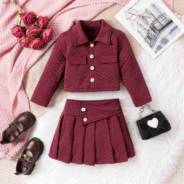 Gonne per bambini abiti da ragazza autunno inverno inverno top maniche lunghe+ gonna abiti da ragazza per bambini con due pezzi con spedizione gratuita YQ231223