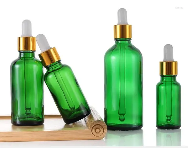 Flaschen 20pcs Mix Cap nachfüllbare Tropfenflasche Grün ätherisch Öl Glas Flüssigkeit 5-100 ml Tropfen für Massagepipette