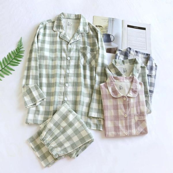 Amante del sonno femminile Piccello Set per uomini e donne in stile fresco Home abbigliamento a pezzi collare a maniche lunghe abbigliamento casual