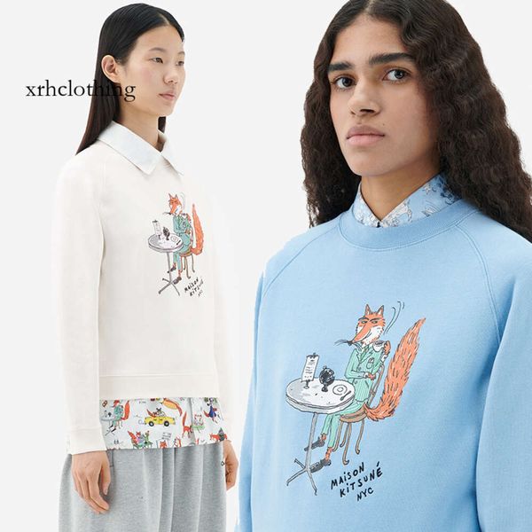 Erkek Tasarımcı Hoodie Sonbahar ve Kış 22 Yeni Giyim Bay Küçük Fox İçecek Kahve Baskı Mektubu Nakış Kadın Süveteri