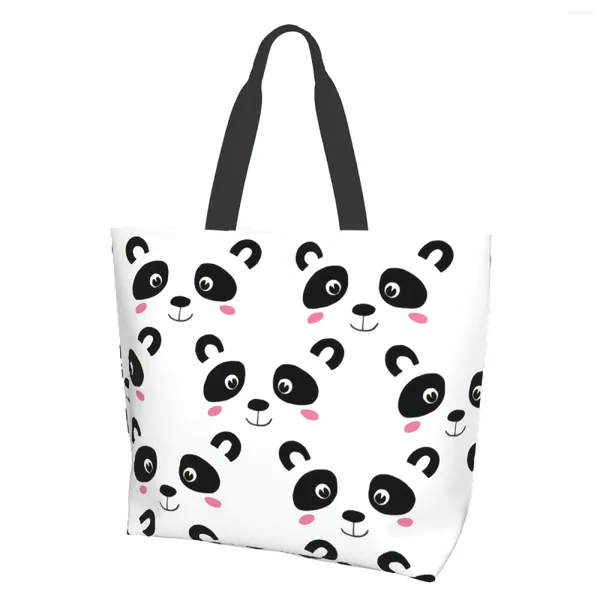 Alışveriş Çantaları Kadınlar İçin Tote Çanta Sevimli Panda Bebek Yeniden Kullanılabilir Plaj