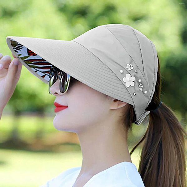 Chapéus de aba larga Chapéus femininos Primavera e verão Top Line Grega Edge Hatshade Caps Ladies para desenhos Adaptar um