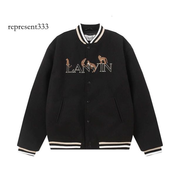 Jaqueta de Lanvin Cheng Yi de Lanvin Langfan Zhaocai Jinbao Capsule Series Black Bordered Borderball Jersey para homens e mulheres casuais