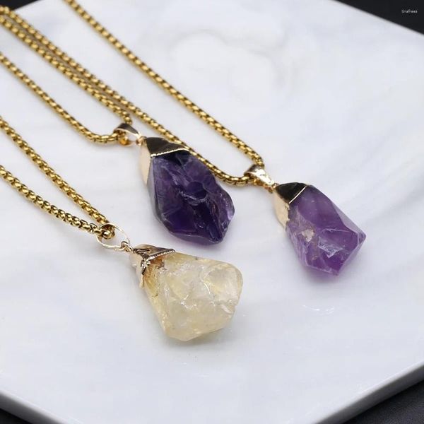 Colares pendentes Reiki de pedra natural Curador Charme de cristal Amethysts