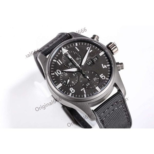 Дорогое Menwatch IWC Watch Mens Pilot Chronograph Watch All Function 5a Автохационный механический ehren eahx изменение ремня светящейся спины прозрачная сторожа Montre etlf