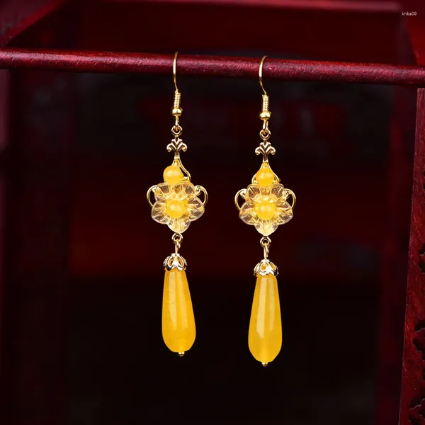 Orecchini penzolanti tendenza della moda in stile etnico tutto abbinata Chic Chic Classical Classical Ornaments Drop Cristallo giallo