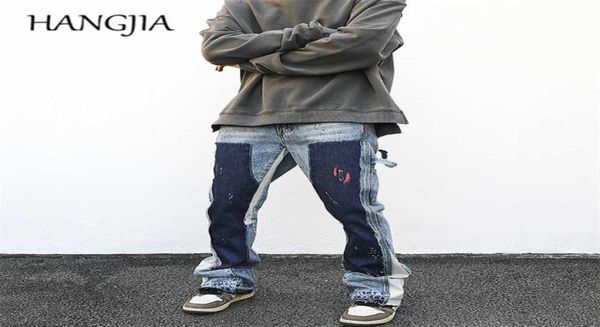 SPLASCED SPLASH INCHIRE JEANS Urban Streetwear Patch Mens Graffiti Dired Hip Hop lavato Blue Slim Fit Pants Men 2112204506781