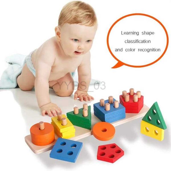 Bebek oyuncak Montessori oyuncaklar yürümeye başlayan çocuk ahşap istifleme oyuncakları bebek renk tanıma şekli sıralayıcısı eğitimsel öğrenme bulmacaları Kidszln231223