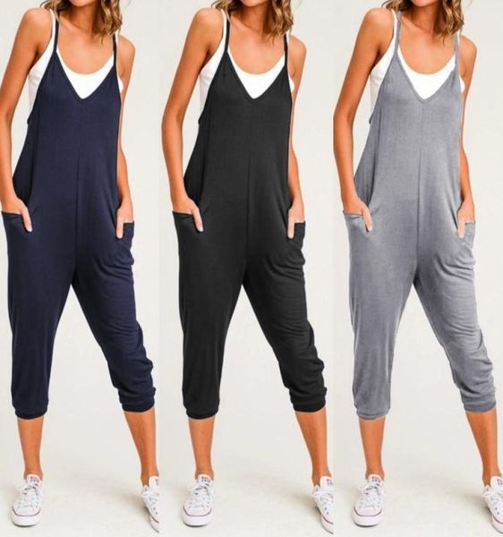 Celmia Summer Beach Sexy ärmellose Jumpsuits Women Casual Gurms ROMPERS LOSS V HAUER HAREM HOSSPITSSUITS OUTS S5XL Y200421735512