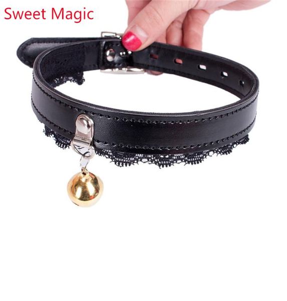 Sexy Spitze Vintage Schwarz Halshorn Bondage Kragen Kette BDSM Belt mit Bell Choker Bondage Cosplay Frau Erwachsener Spiel Sex Flirt Toys4876051