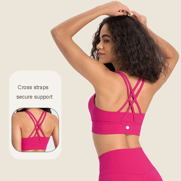 L-2024 Buttery-Soft Sports Bra Classic Yoga BH hautfreundliche Frauen Brassiere Mode Tops Sexy Cross-Gurt-Tank Lady Unterwäsche Fitnessweste mit abnehmbaren Tassen