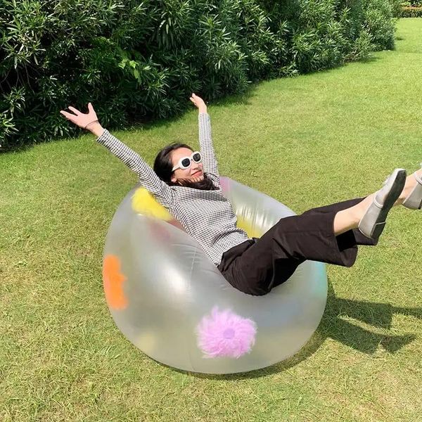 Taschen Iatable Air Stuhl mit Federn in Bubble Gummi -Sofa faulen Beutel Schlafstuhl für häusliche Picknickreisen im Freien in die Luft