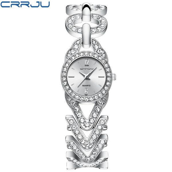 CWP 2021 Women Watches Crrju Reloj Mujer Classic Fashion Bling Diamond Braccialetti Dress Owatch da polso per donne in acciaio inossidabile clock349i