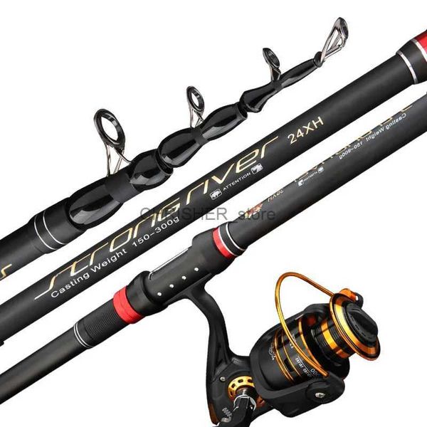 Hastes de pesca de barco 1,8m-3,6m de isca telescópica de fibra de pesca de fibra de carbono girando de pesca marinho de isca de pólo 10-250g super rocha hard rock rodsl231223