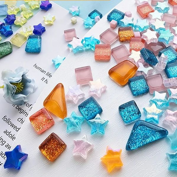 1 Set DIY unregelmäßige Acrylfeuchtigkeitsfeuchtigkeits-Sternglas-Mosaiksteine ​​Mosaikglas Kieselsteine ​​Handwerksmaterial Puzzle DIY MOSAIC MACHEN 231222