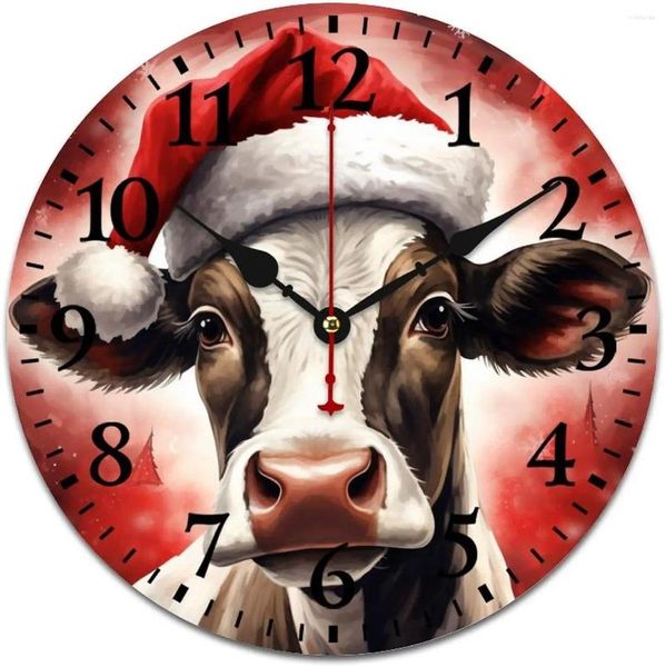 Orologi da parete grande orologio da cucina silenzioso silenzio rustico decorazione per casa mucca per la casa rossa numeri arabi rossi horloge murale