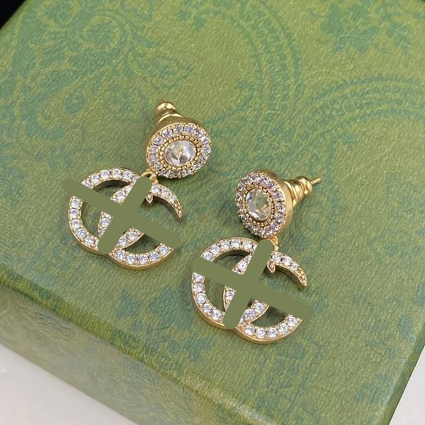 orecchini a bottone a cerchio dorati di lusso per le donne serie G ciondolo semplice designer in argento 925 con ago lettera orecchini con scatola regalo di compleanno di lusso orecchino gioielli