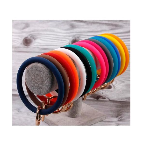 Silikon O Schlüsselkette Big O Ring Schlüsselbund Benutzerdefinierte Kreis Armband Keychain Großhandel für Frauen Schlüssel Handgelenksgurt o Schlüsselring BJ