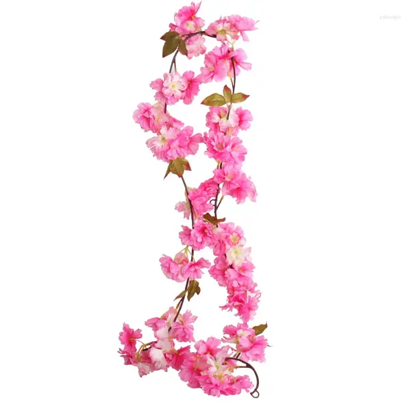 Flores decorativas 177 cm Flores de cerejeira Flor artificial Vine para festivais de festas de festas de festas de aniversário Sala de decoração de parede pendurada Garland