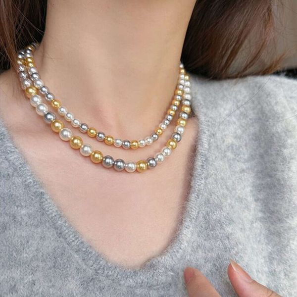 Necklace Designer, collana di perline color caramelle, design di nicchia femminile, lusso leggero, temperamento semplice e versatile, catena del collo, catena di clavicola