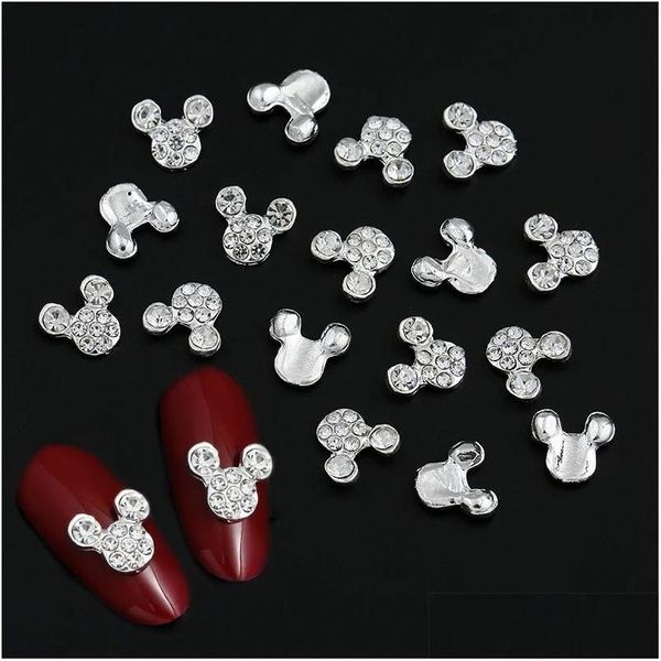 Decorações de arte da unha 10 PCs de alta qualidade GLITTER FL Drill mouse nial liga S 3D Jewelry Charms para unhas 231013 Drop Delivery Health Dhwx7