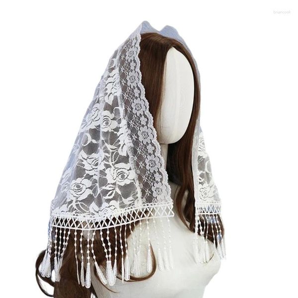 Schals 449b Spitzen Kopfgeschoss Schal Hijab Headcovering Schal Headscarf Bandana Frauen Hochzeit Mantillafloral Tudung