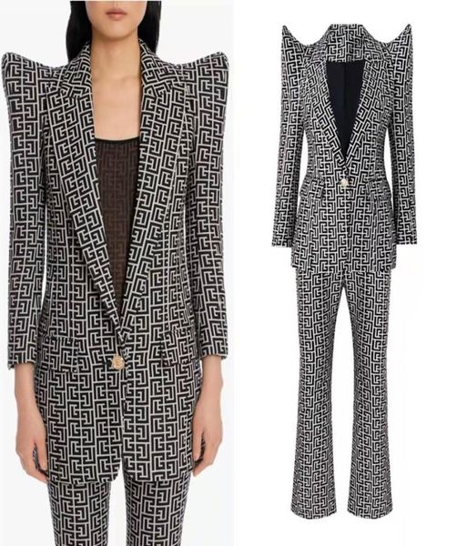 Hochwertige Anzüge der neuesten Ice Lady Achselzucken Geometrisches Muster Blazer und Pants72037982267187