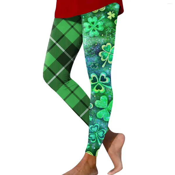 Calça feminina de St Patrick Print Print Print Outdoor Casual Fashion Stretch Yoga Fitness Skinny Slim Fit Cropped