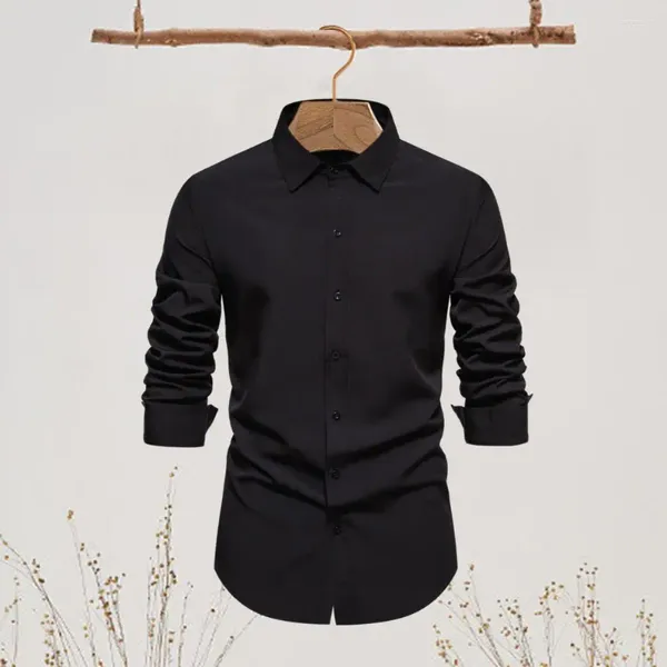 Camicie casual maschile da uomo camicia a pivallo a maniche lunghe in stile business con bottoni morbidi slim fit per l'usura per ufficio traspirante