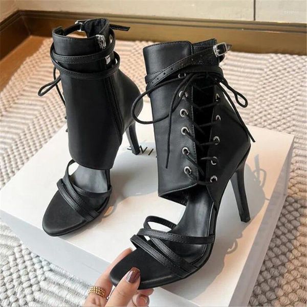 Sandali sexy tacchi neri scarpe da ballo jazz da donna estate sbirciata di punta di punta stiletto ad alta festa di grandi dimensioni