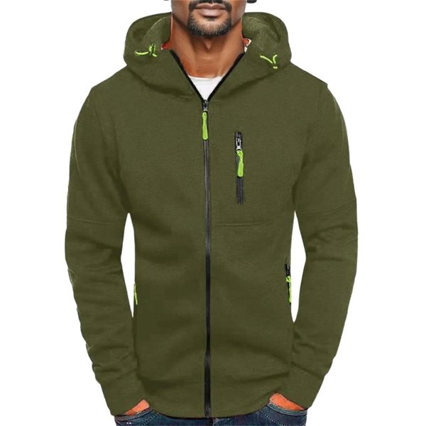 Solid Color Reißverschluss Up Hoodie Reißverschluss Taschen Außenbekleidung European American Style Leisure Sweatshirt Workout Plain Herren Sudaderas 231222