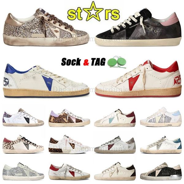 Golden Baskets Designer-Freizeitschuhe Damen Super-Star New 2024 Ball Star Luxusschuh Italien Marke Sneakers Pailletten Berühmte Do Old Dirty Echtes Leder Dhgate Trainer