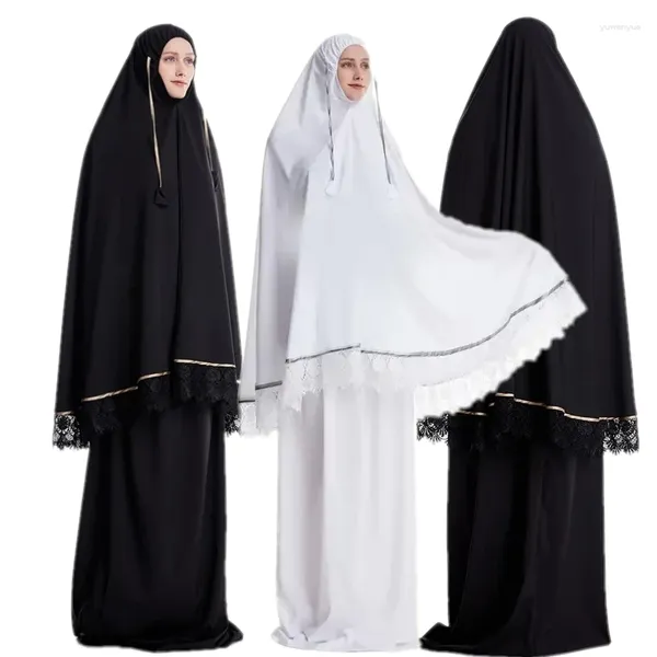 Ethnische Kleidung 2pcs muslimisch islamische traditionelle Kleid über Kopf Khimar Abaya Rock Sets voll Cover Anbieter Burqa Robe Kleid Ramadan Kleidung