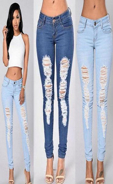 Four Seasons pode usar calça jeans de jeans longa e magro de jeans magros e magros de jeans ripados de jeans mais tamanho para mulher feminino8681651